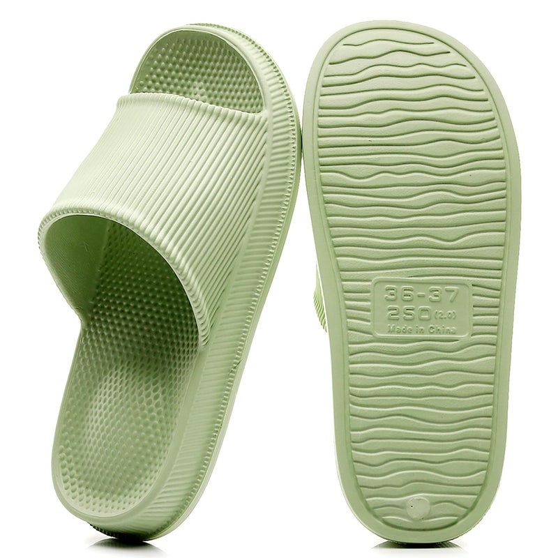 CRAZY LADY Cloud Slippers for Women & Men Indoor & Outdoor Pillow Slippers Non Slip Quick Drying Shower Slides Bathroom S&als Light Weight EVA Platform Casual Shoes (Massage/Green, 6 7) - Image 1